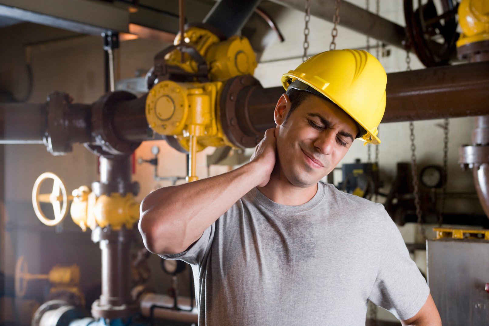 Worker with neck pain